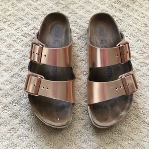 Rose Gold Birkenstock Sandals
